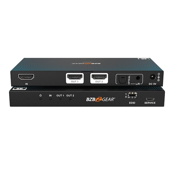 Bzbgear 1x2 8K UHD HDMI 2.1 Splitter with Audio De-embedder 8K60 4K120 4:4:4 10bit VRR, FVA, ALLM support BG-8K-DA12A - main